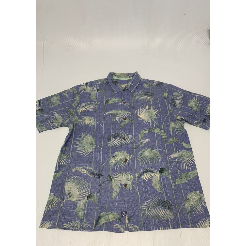 Tommy Bahama Button Down Shirt Short Sleeve Floral Blue/Green L Men's A94